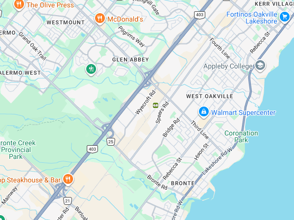 Oakville Service area map